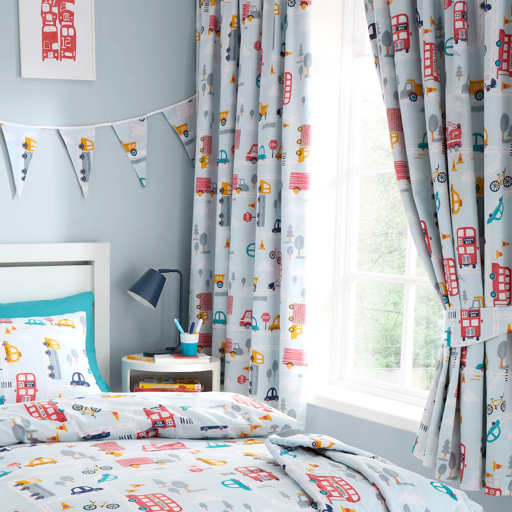 Kids Blue Road Trip Blackout Curtains Happy Linen Company
