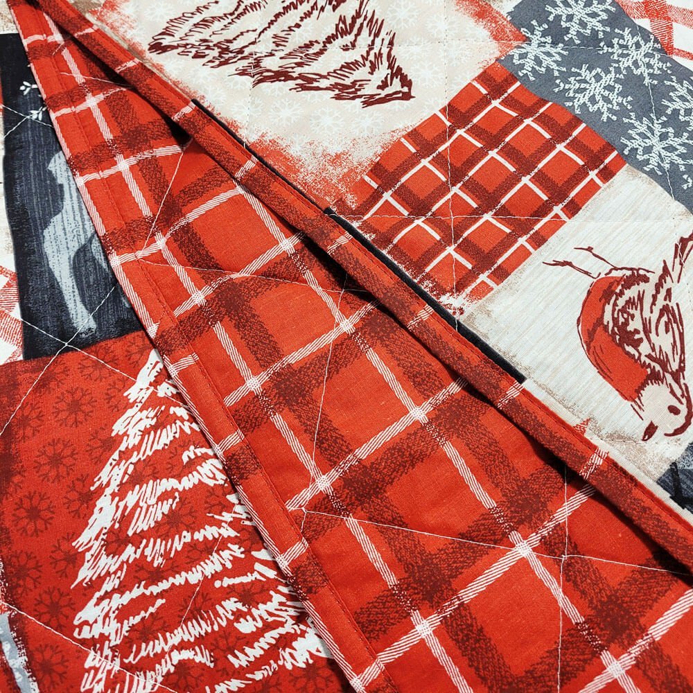 Christmas Patchwork Flannel Quilted Throw Happy Linen Company