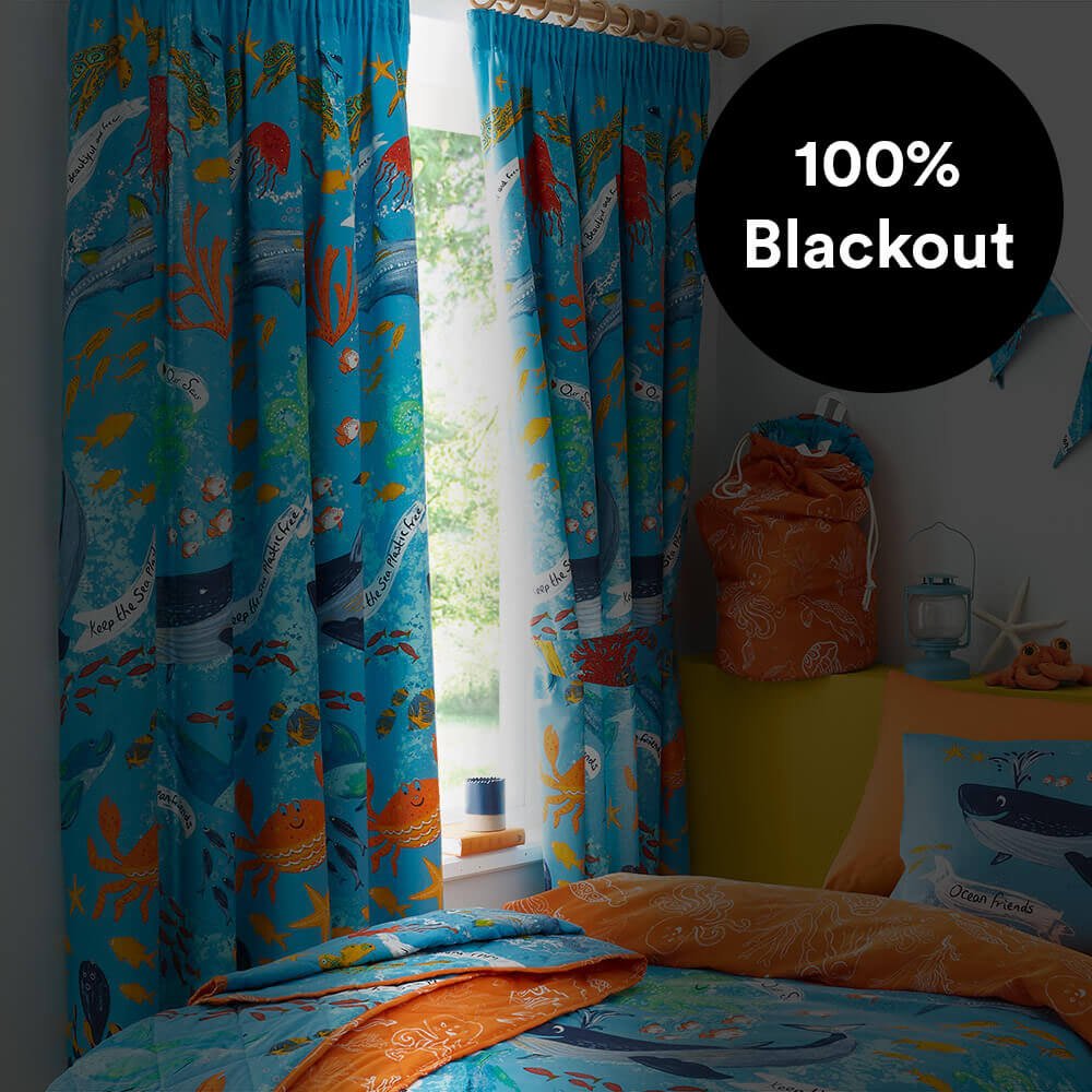 Kids Ocean Friends Blackout Curtains Happy Linen Company