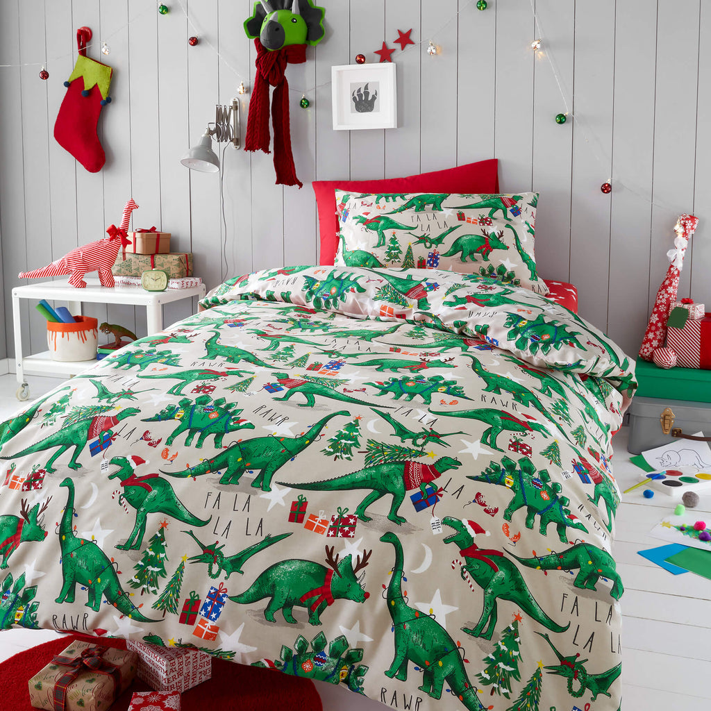 Festive Dinosaur Christmas Bedding