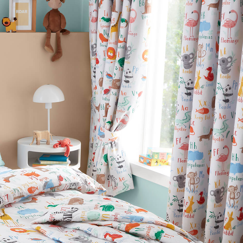 Animal Alphabet Thermal Blackout Curtains - Happy Linen Company