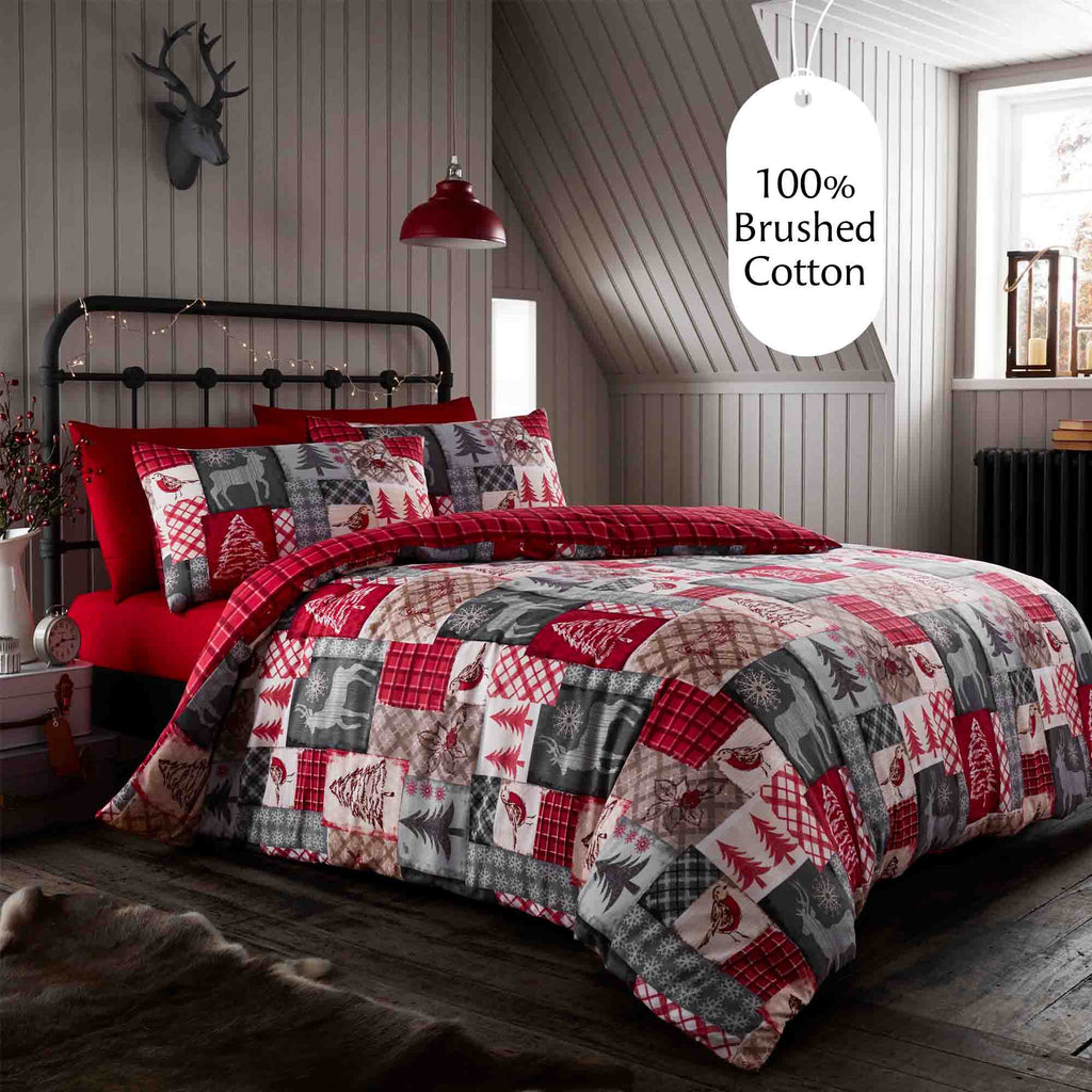 Christmas Patchwork Brushed Cotton Bedding - Happy Linen Company