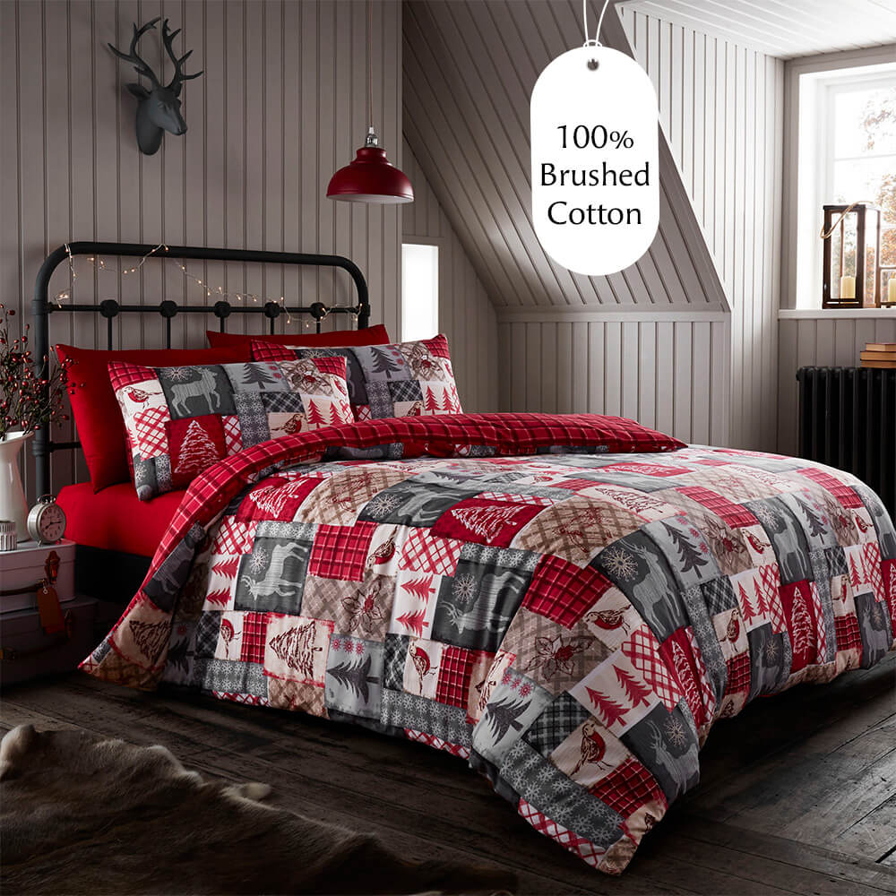 Christmas Patchwork Brushed Cotton Bedding - Happy Linen Company