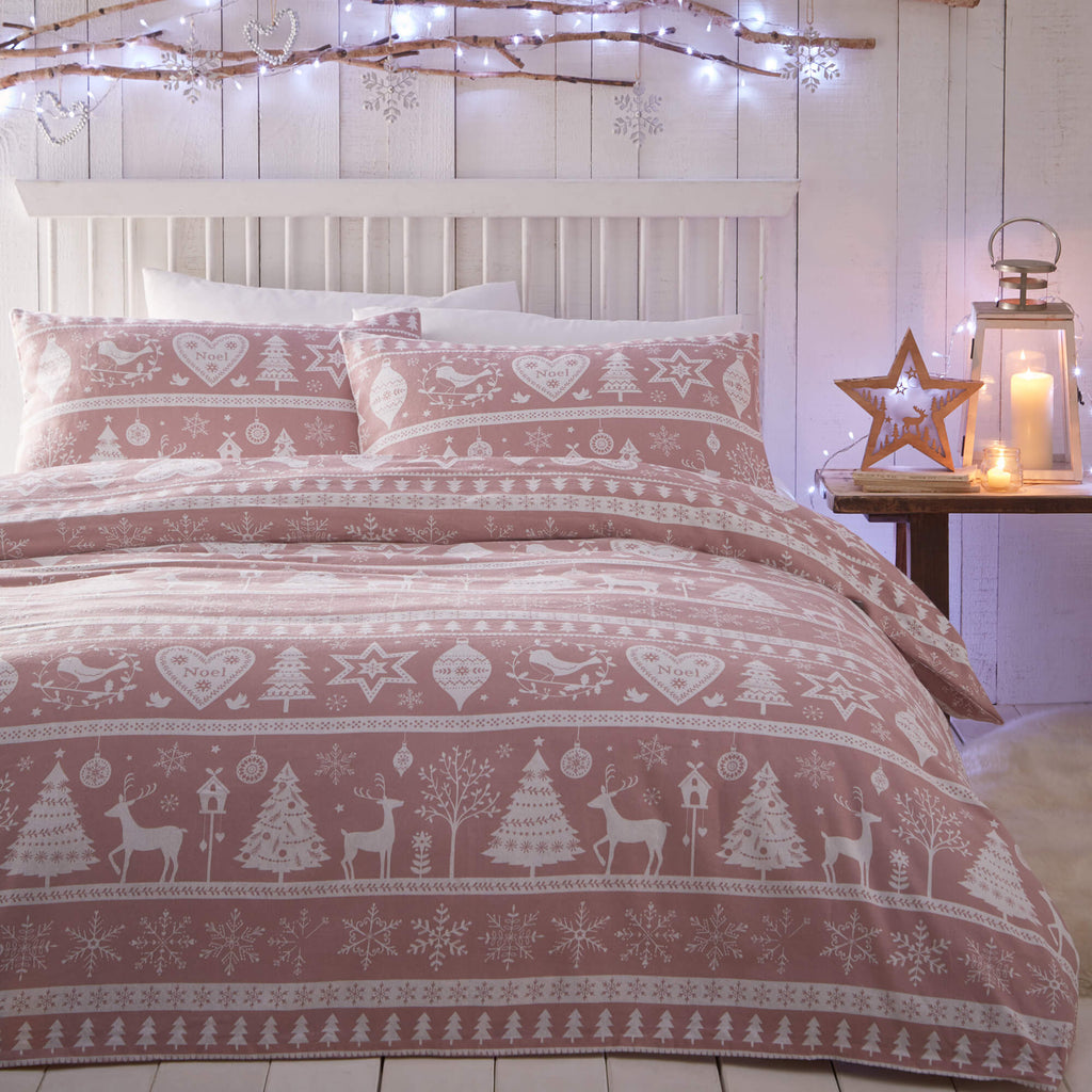 Festive Scandi Duvet Set (Blush Pink) - Happy Linen Company