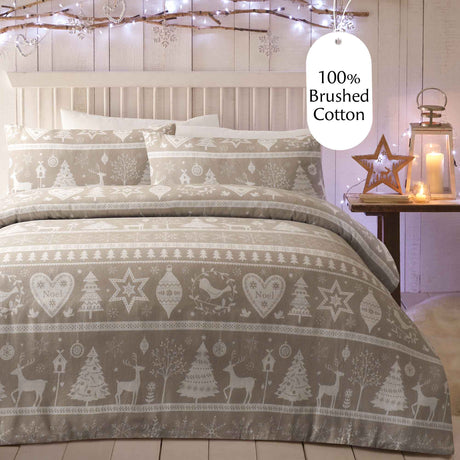 Festive Scandi Duvet Set (Natural) - Happy Linen Company
