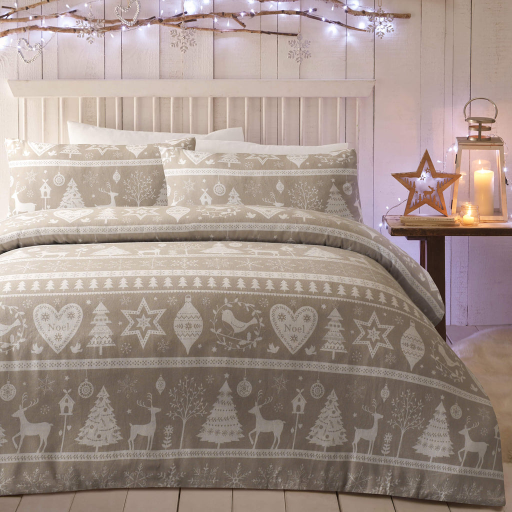 Festive Scandi Duvet Set (Natural) - Happy Linen Company