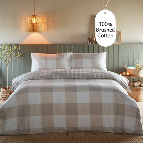 Glenmore Check Duvet Set (Natural) - Happy Linen Company