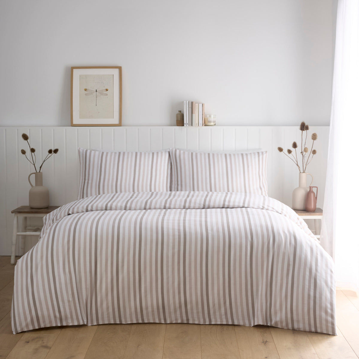 Ombre Pencil Stripe Duvet Set – Natural