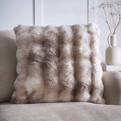 Oslo Fur Filled Cushion (Taupe) - Happy Linen Company