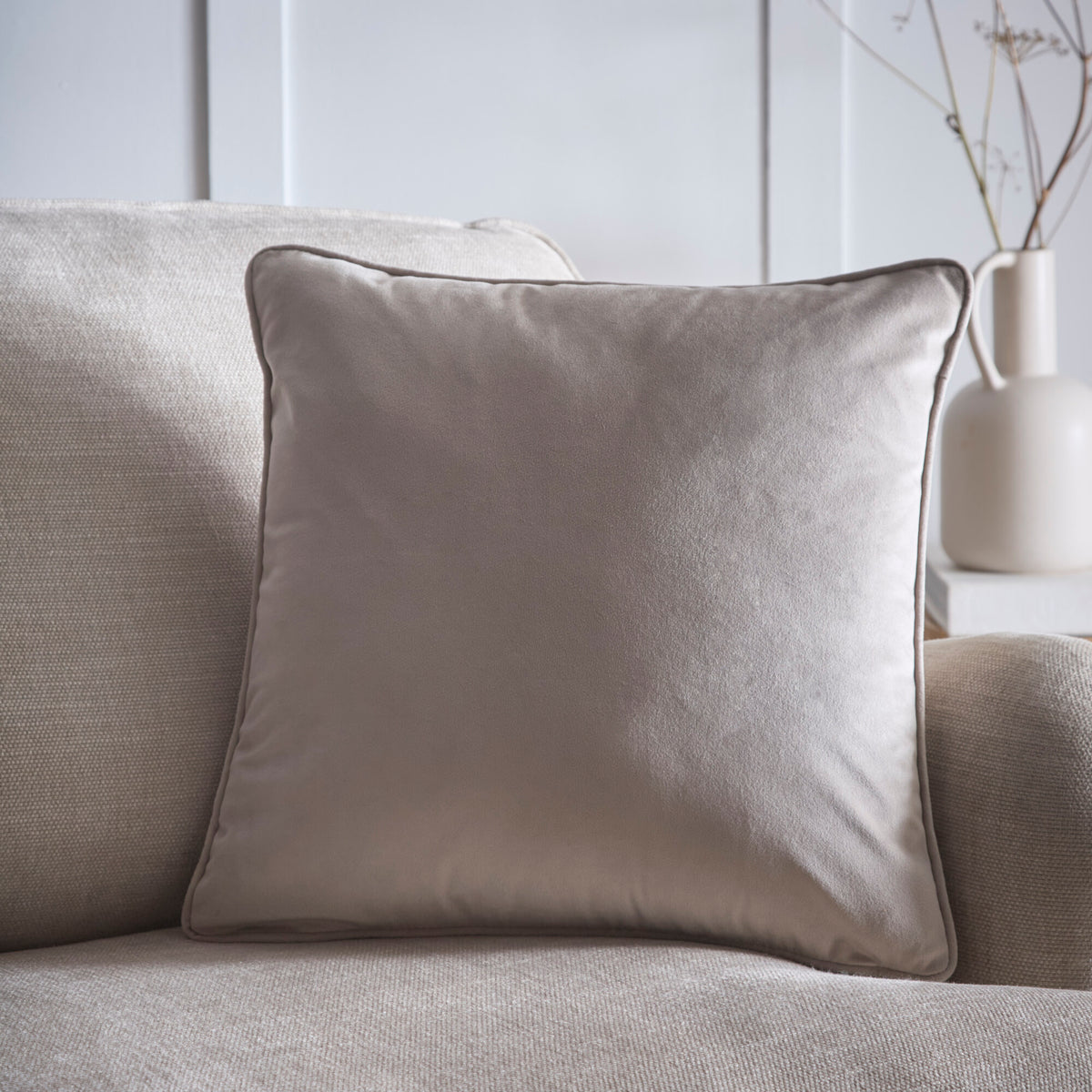 Piped Velvet Filled Cushion