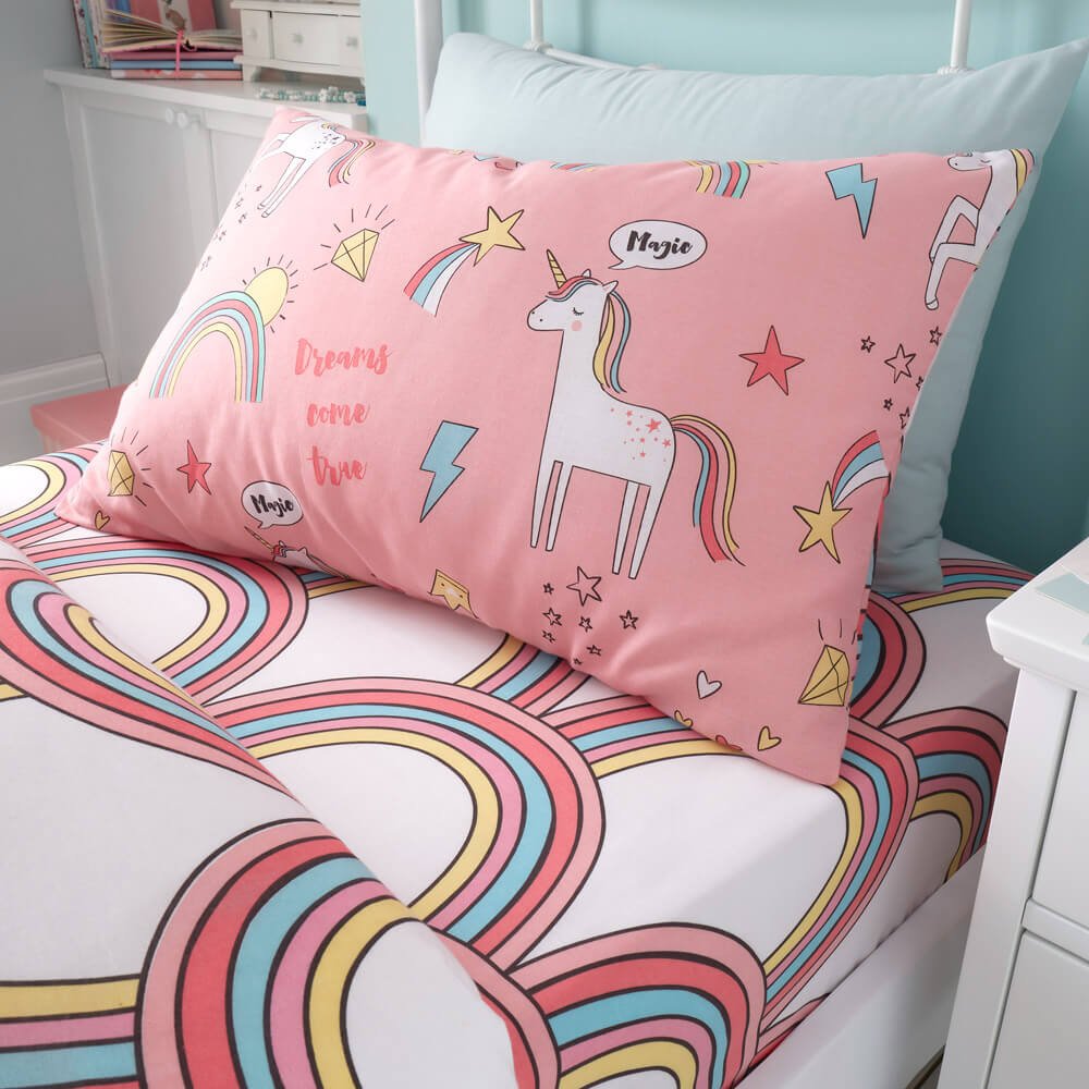 Unicorn Rainbow Fitted Sheet - Happy Linen Company