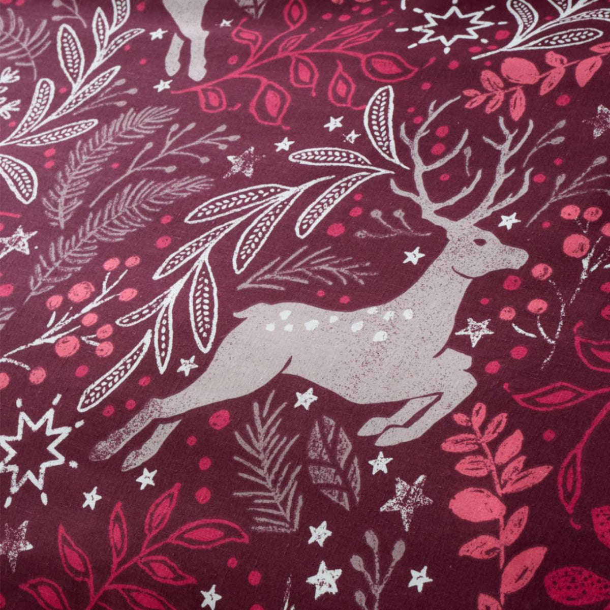 Winter Stags Bedding (Red) - Happy Linen Company