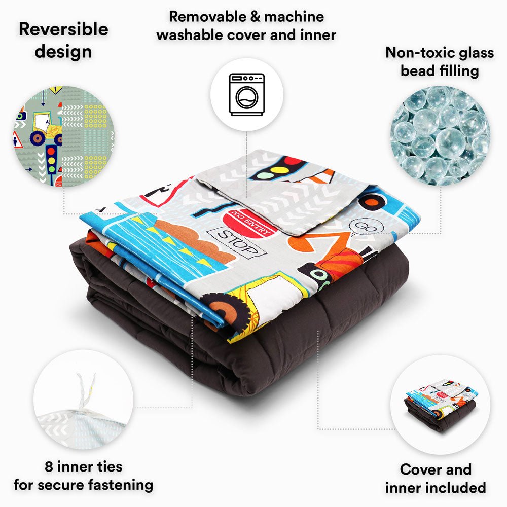 Kids Big Diggers Anxiety Weighted Blanket Happy Linen Company