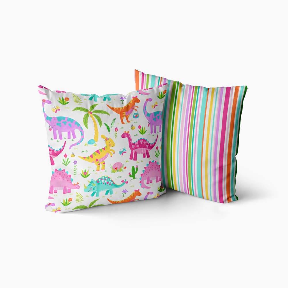 Kids Daisy Dinosaur Cushion Happy Linen Company