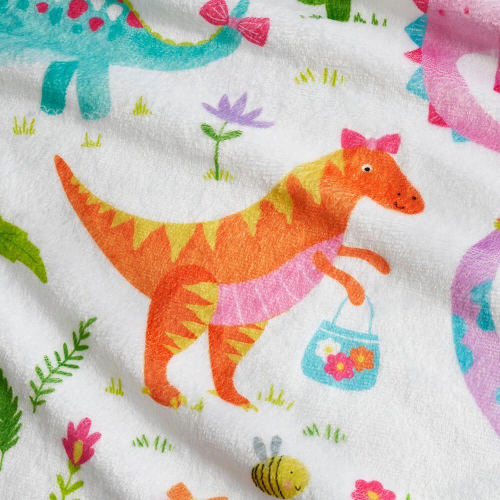 Kids Daisy Dinosaur Fleece Blanket Happy Linen Company