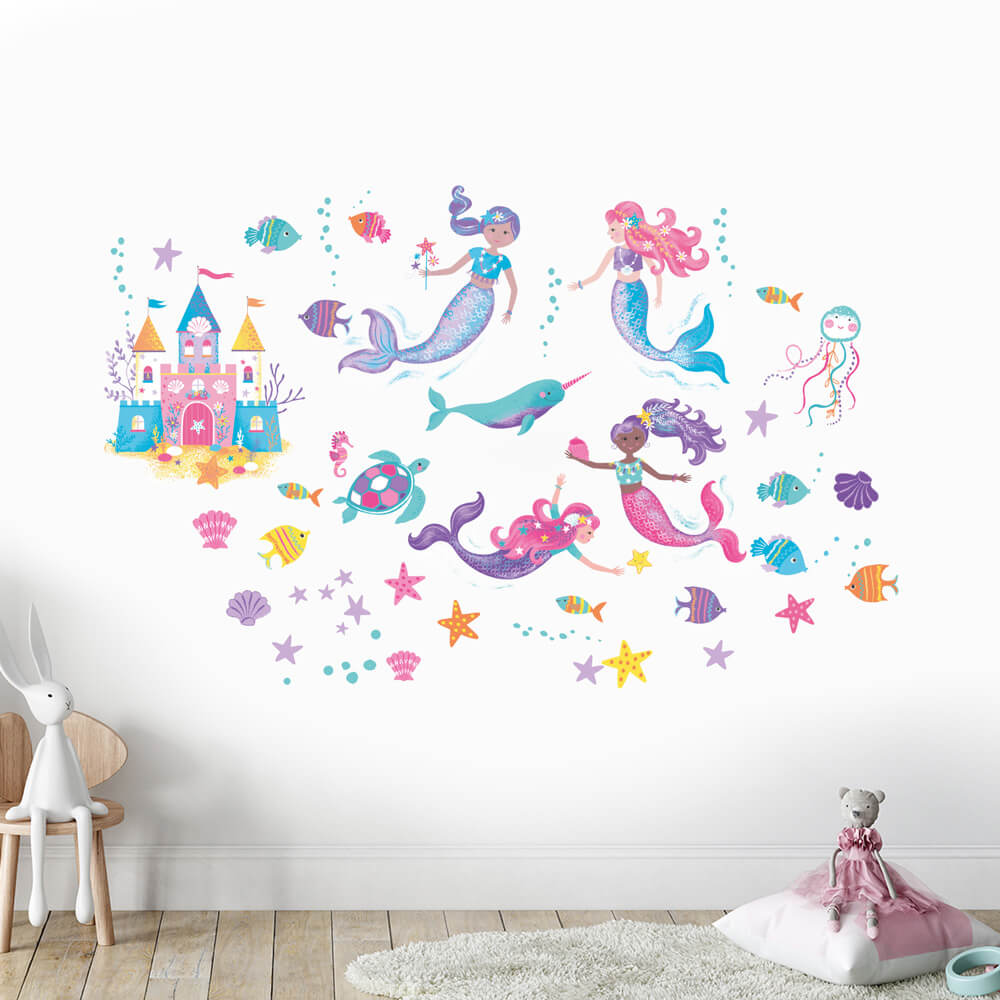 Kids Magical Mermaids Wall Stickers | Happy Linen Company