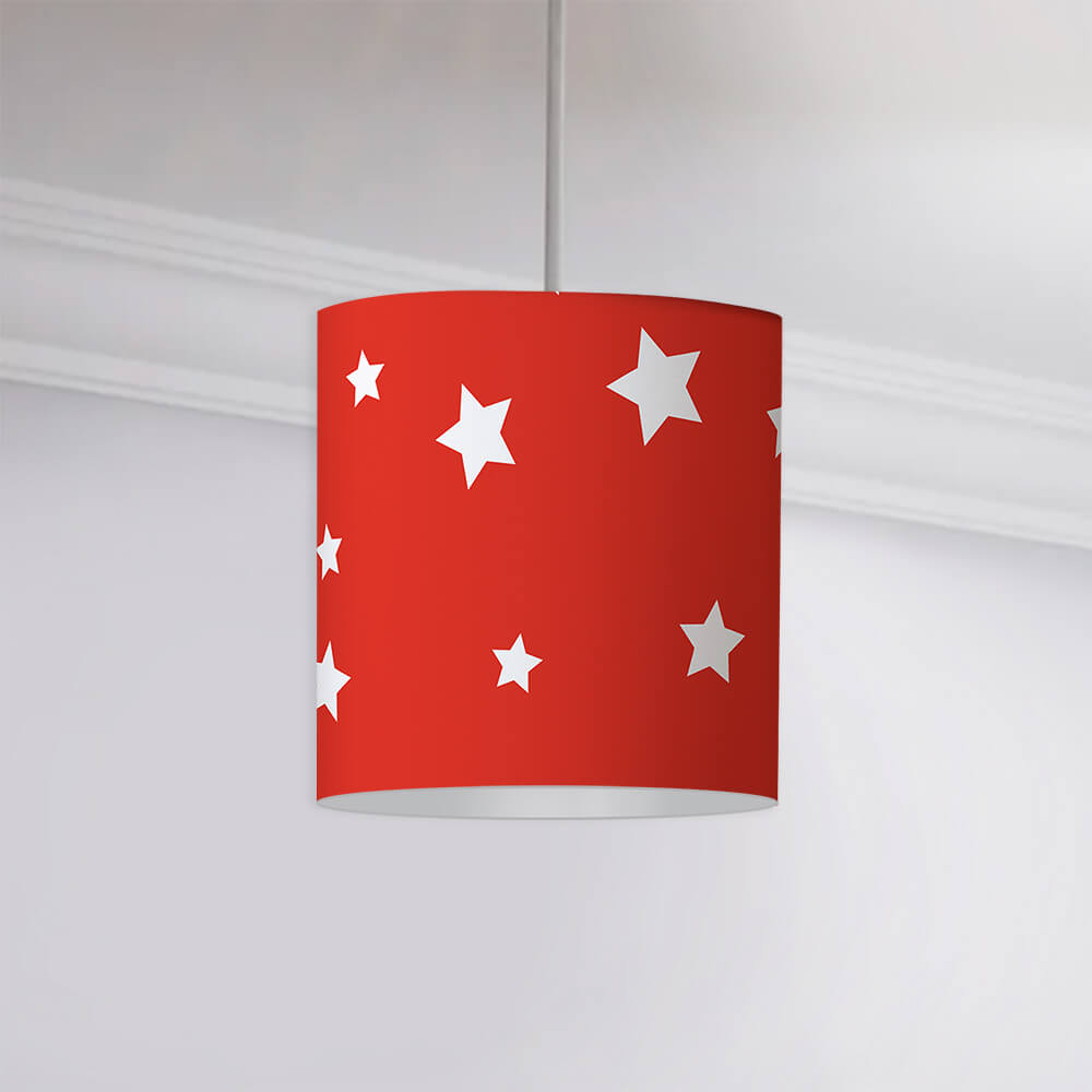 Red Stars Table or Ceiling Lampshade - Happy Linen Company