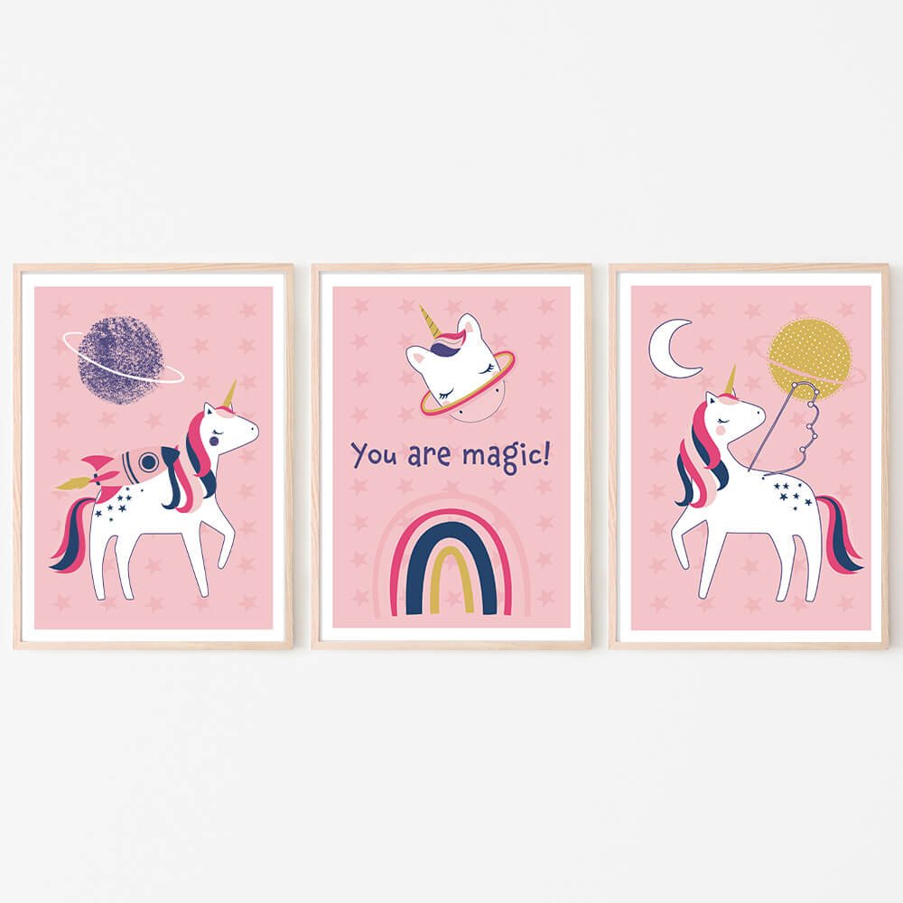 Space Unicorn A4 Digital Prints - Digital Download A4 Prints - Happy Linen Company
