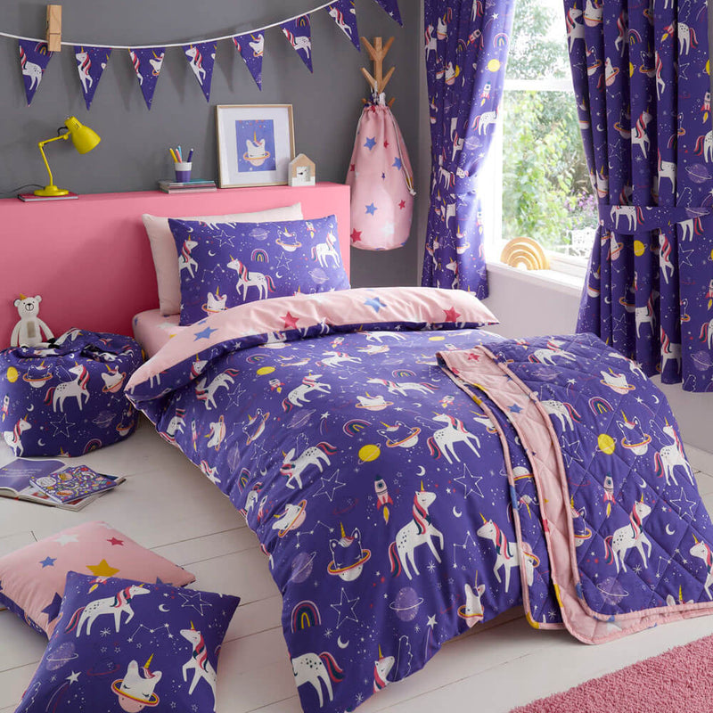 Unicorn bedding shop and matching curtains