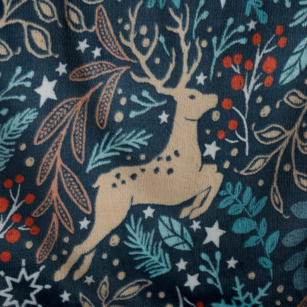 Winter Stags Sherpa Fleece Throw - Happy Linen Company