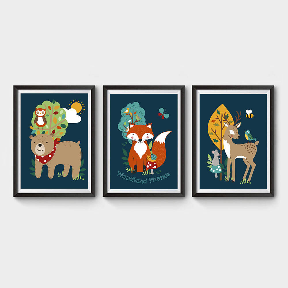 Woodland Friends A4 Digital Prints - Digital Download A4 Prints - Happy Linen Company
